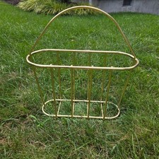 Vintage Gold Wire Magazine Rack Mid Century Modern Metal Newspaper Stand Handle Magazine Rack / Newspaper Rack price