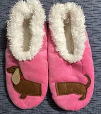 Dachshund Doxie Snoozies!  Pink Sherpa Slipper Socks for Women size Large Women's Slipper Socks price