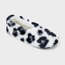 Women's Leopard Faux Fur Cozy Pull-on Slipper Socks wit White/Black M/L Women's Slipper Socks price