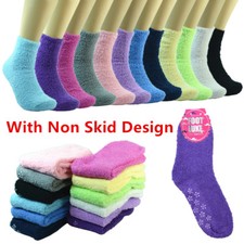 Women 6 Pairs Super Soft Winter Non-Skid Cozy Fuzzy Solid Slipper Socks 9-11 Women's Slipper Socks price