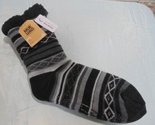 New MUK LUKS Women's Cabin Socks Size S/M 8-10 Slipper Black Gray Shea Non-Skid Women's Slipper Socks price