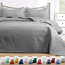 3Pc Quilt Bedspread Set Bedding Coverlet Bedroom Floral Queen King Size Coverlet Baby Bedspread Set price
