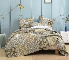 DaDa Bedding Bohemian Patchwork Paisley Floral Olive Green Brown Bedspread Set Baby Bedspread Set price