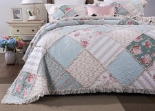 DaDa Bedding Cottage Mint Floral Pastel Cotton Patchwork Bedspread Quilt Set Baby Bedspread Set price