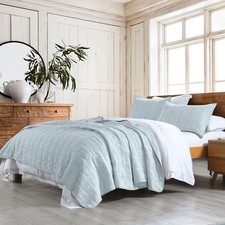 100% Cotton Quilt Set Size Pre-Washed 3-Piece Bedspread King Baby Blue Baby Bedspread Set price