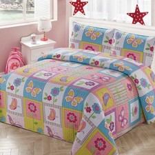 Kids Zone Home Linen Bedspread Coverlet Quilt Set For Girls Patchwork Butterfly Baby Bedspread Set price