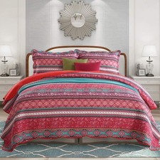 Newlake Cotton Bedspread Quilt Sets-Reversible Patchwork Coverlet Set Striped Baby Bedspread Set price