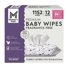 Member's Mark Premium Baby Wipes, Fragrance Free, 12 pk., 1152 Wipes Baby Wipes price
