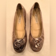 Paul Green Metallic Bronze Leather Ballet Flats Rosette Toe Comfort Shoe Ballet Flats price