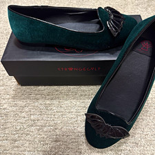 STRANGE CVLT Women’s Green Velvet Bat Accent Slip-On Ballet Flats US 7.5 Ballet Flats price