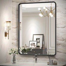 Black metal framed rounded rectangle bathroom mirror 3 sizes Matte black Bathroom Mirror price