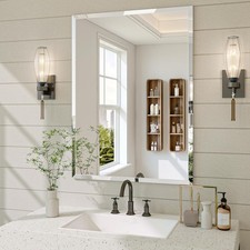Beveled Wall Mirror Rectangle Bathroom Vanity Mirror Frameless Shatterproof Deco Bathroom Mirror price