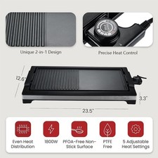 1800W 2-in-1 Electric Smokeless Grill Indoor BBQ Griddle Non-Stick Cooking Plate Electric Grill-Barbecues price