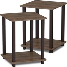 Living Room Furniture Simplistic Set of 2 End Table Walnut/Brown Living Room & Lounge Set price