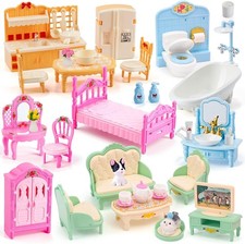 45 Pcs Dollhouse Furniture Set Accessories Pretend Play Bedroom Living Room Bath Living Room & Lounge Set price
