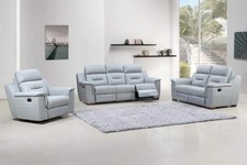 Three Piece Indoor Gray Genuine Leather Five Person Seating Set Living Room & Lounge Set price