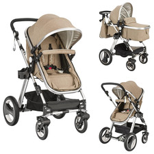 2-in-1 Convertible Baby Stroller with Bassinet, Diaper Bag & Accessories, Khaki Baby Stroller-Pram Accessory price