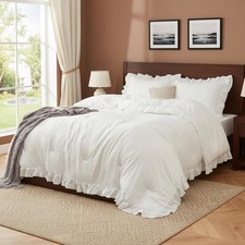 3PCS Comforter Set,Ruffled Queen Size Soft Lightweight&Fluffy Bedding Comforter Bedroom Textiles & Dowry Set price