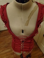 Fashion Nova Red Lace-Up Halter Backless Bustier Corset Top XS Bustier price