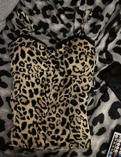 Women's Leopard Animal Print Satin Bustier Corset Top Underwire Boned S Bustier price