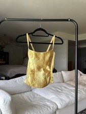 Women’s Vintage Gold Satin Bustier Corset Top Solid Opaque Hook-and-Eye Front S Bustier price