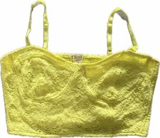 Decree Yellow Lace Floral Semi-Sheer Bustier Top, Women’s Size L Bustier price