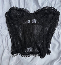 Nasty Gal Black Lace Mesh Strapless Boned Bustier Corset Top US 4 34 Bustier price