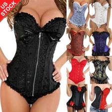 Women Lace Up Boned Bustier Corset Overbust Burlesque Top Waist Cincher Lingerie Bustier price