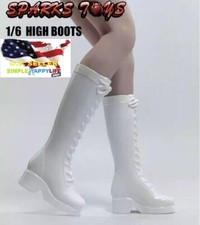 1/6 female shoes white Slope high heeled combat Boots for phicen hot toys ❶USA❶ High-Heeled Shoes price