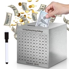 Money Saving Box, Unbreakable Piggy Bank for Adults Save $5,050 Metal Savings... Piggy Bank price