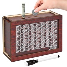 krlladetiy 10000 Savings Challenge Box, Wooden Money Saving Piggy Bank for Ad... Piggy Bank price