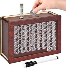 10000 Savings Challenge Box, Wooden Money Saving Piggy Bank for Adults Kids, Reu Piggy Bank price