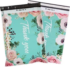 14.5x19 Inch Poly Mailers Bags Thank You Notes Flowers Surrounded Teal Poly M... Envelope price