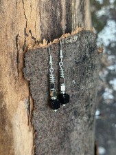 handmade black and silver drop earrings for charity fundraising Silver Earrings price