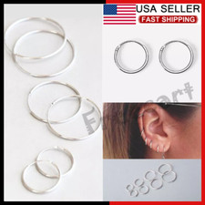 Elegant 925 Sterling Silver Hoop Earrings for Women Men Jewelry 8 10 12 14 16MM Silver Earrings price