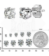Italian 925 Sterling Silver Round Cut Cubic Zirconia CZ Studs Earrings 3MM-8MM Silver Earrings price