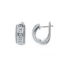 925 Sterling Silver CZ Cubic Huggie Hoop Small Earrings Men Women - Gift Silver Earrings price