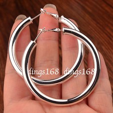 Women's 925 Sterling Silver Classic 2 inch Large Round Hoop Fashion Earrings H6 Silver Earrings price