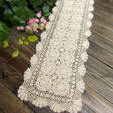 Cotton Crochet Lace Table Runner Rectangle For Dinner Table Handmade Table Cover Runner price