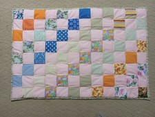 32" X 46" Homemade machine-pieced hand-knotted crib comforter (baby quilt) #24* Baby Quilt price