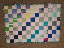 37" X 50" Homemade machine-pieced hand-knotted crib comforter (baby quilt) #26* Baby Quilt price