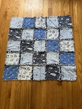 Handmade Rag Quilt Baby Blanket Puppy Dog Theme Flannel 34x34 Baby Quilt price