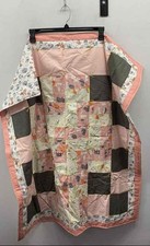 Handmade Unisex Baby Quilt Blanket Pink Gray Woodland Animals Fox Owl Patchwork Baby Quilt price
