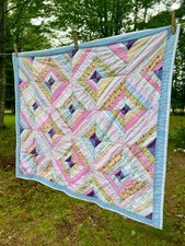 Baby Quilt handmade / 31" x 37" pastel in strip pattern Baby Quilt price