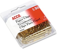 ACCO Paper Clips, Jumbo, Smooth, Gold, 50 Clips/Box (72532) Paper Clips price