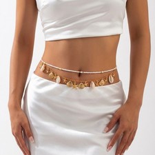 Women's Double-layer Alloy Scallop Starfish Pendant Waist Chain Beads Body Chain Body Chain price