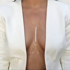 Sexy Gold Rhinestone Body Chain Necklace Crystal Bikini Jewelry for Women Body Chain price