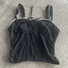 Sienna Sky Women’s Black & White Lace Trim Bustier Corset Top Tie, Size L Women's Corset price