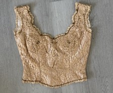 Beaded Lace Cropped Bustier Top in Champagne Women's Corset price