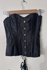 Women's Black Strapless Overbust Corset Top, Lace-Up Eyelet, Size M Women's Corset price